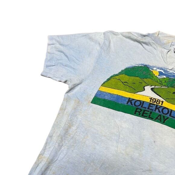 American Vintage 80s Hawaii Kole Kole Relay Marathon Race T Shirt Hanes Beefy Ta - Picture 4 of 8